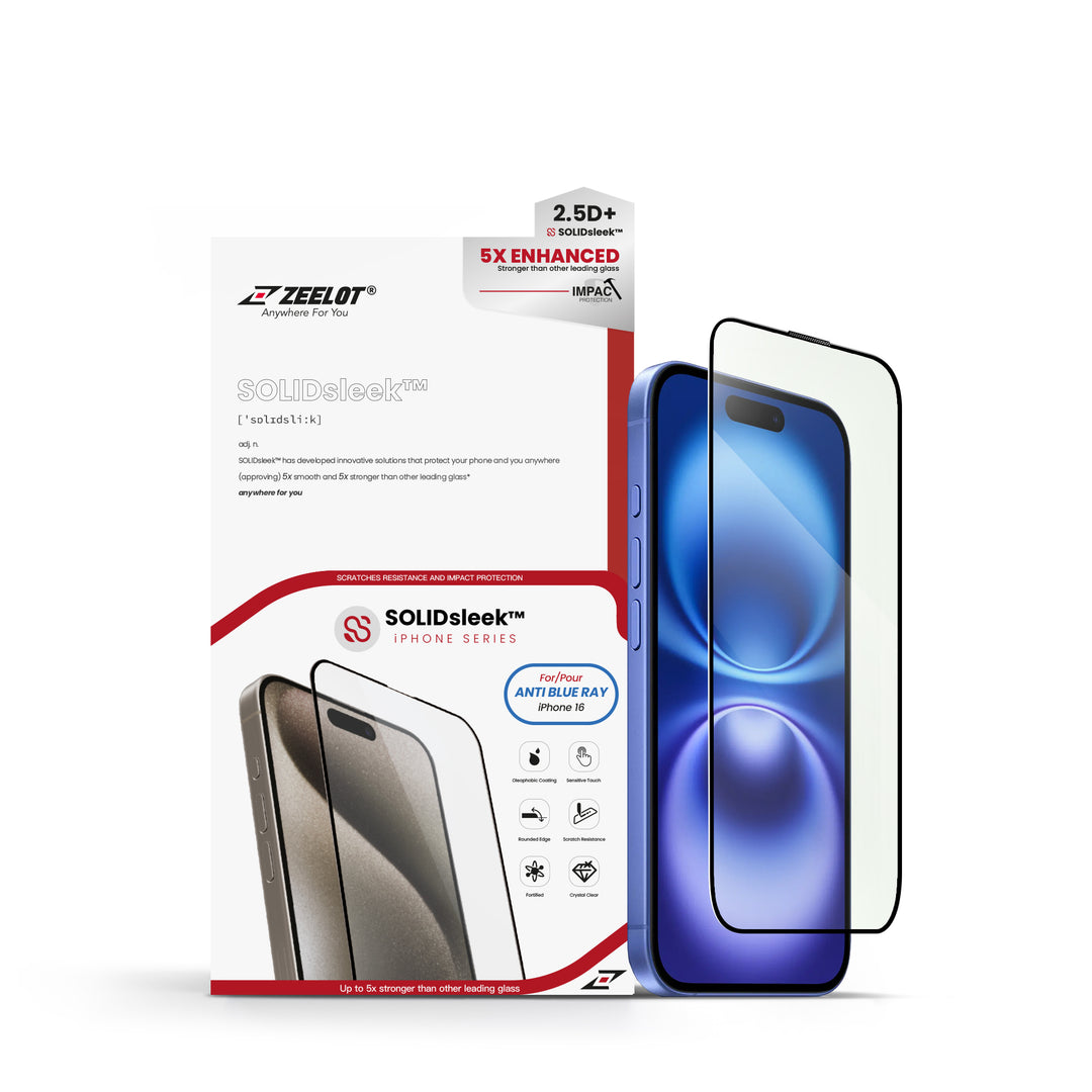 ZEELOT SOLIDsleek 2.5D Tempered Glass Screen Protector for iPhone 16 Series  | Anywhere For You | Zeelot®