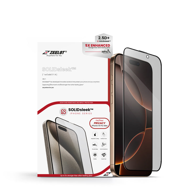 ZEELOT SOLIDsleek 2.5D Tempered Glass Screen Protector for iPhone 16 Series - Anywhere For You | Zeelot®