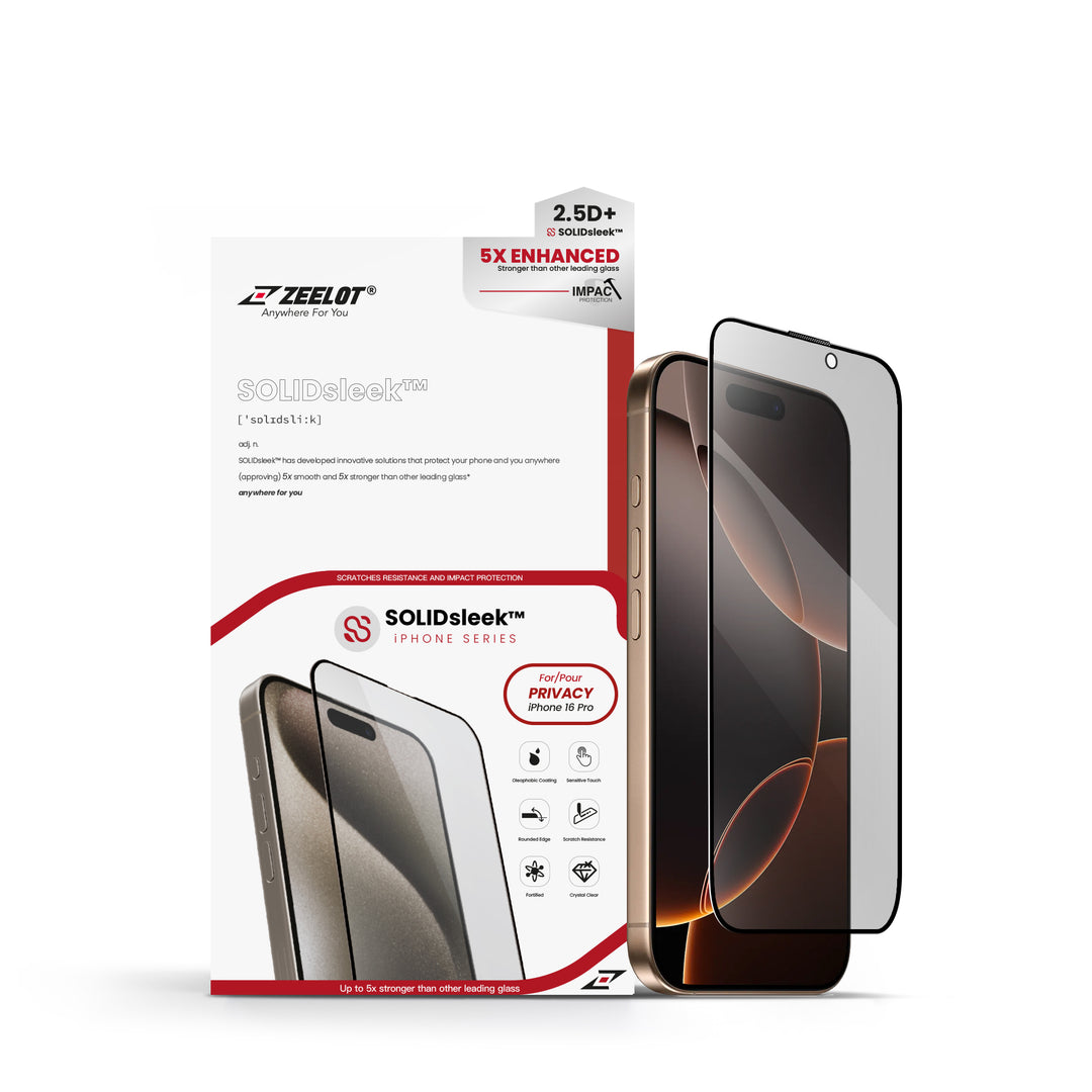 ZEELOT SOLIDsleek 2.5D Tempered Glass Screen Protector for iPhone 16 Series  | Anywhere For You | Zeelot®