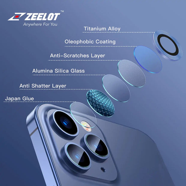 ZEELOT Titanium Steel Diamond Design with Lens Protector for iPhone 12 Pro Max 6.7"/iPhone 12 Pro 6.1" (Three Cameras) - Anywhere For You | Zeelot®
