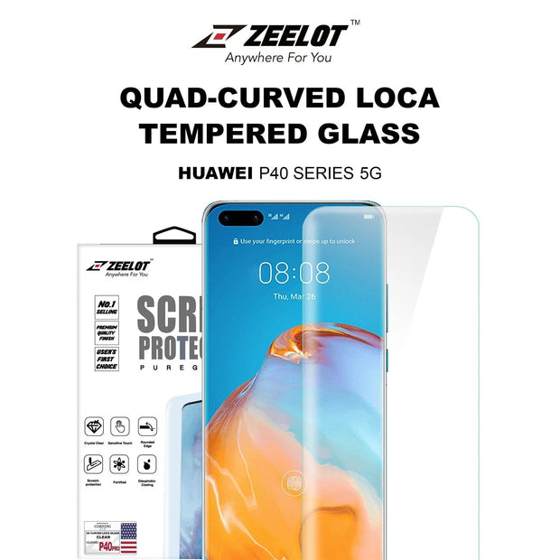 LOCA PureGlass | Tempered Glass Curved Screen Protector for Huawei P40 Pro (2020), Clear - Anywhere For You | Zeelot®