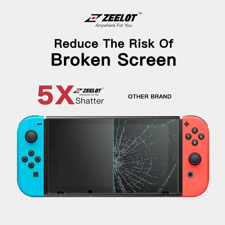 PureGlass | Tempered Glass Screen Protector for Nintendo Switch, Clear - Anywhere For You | Zeelot®